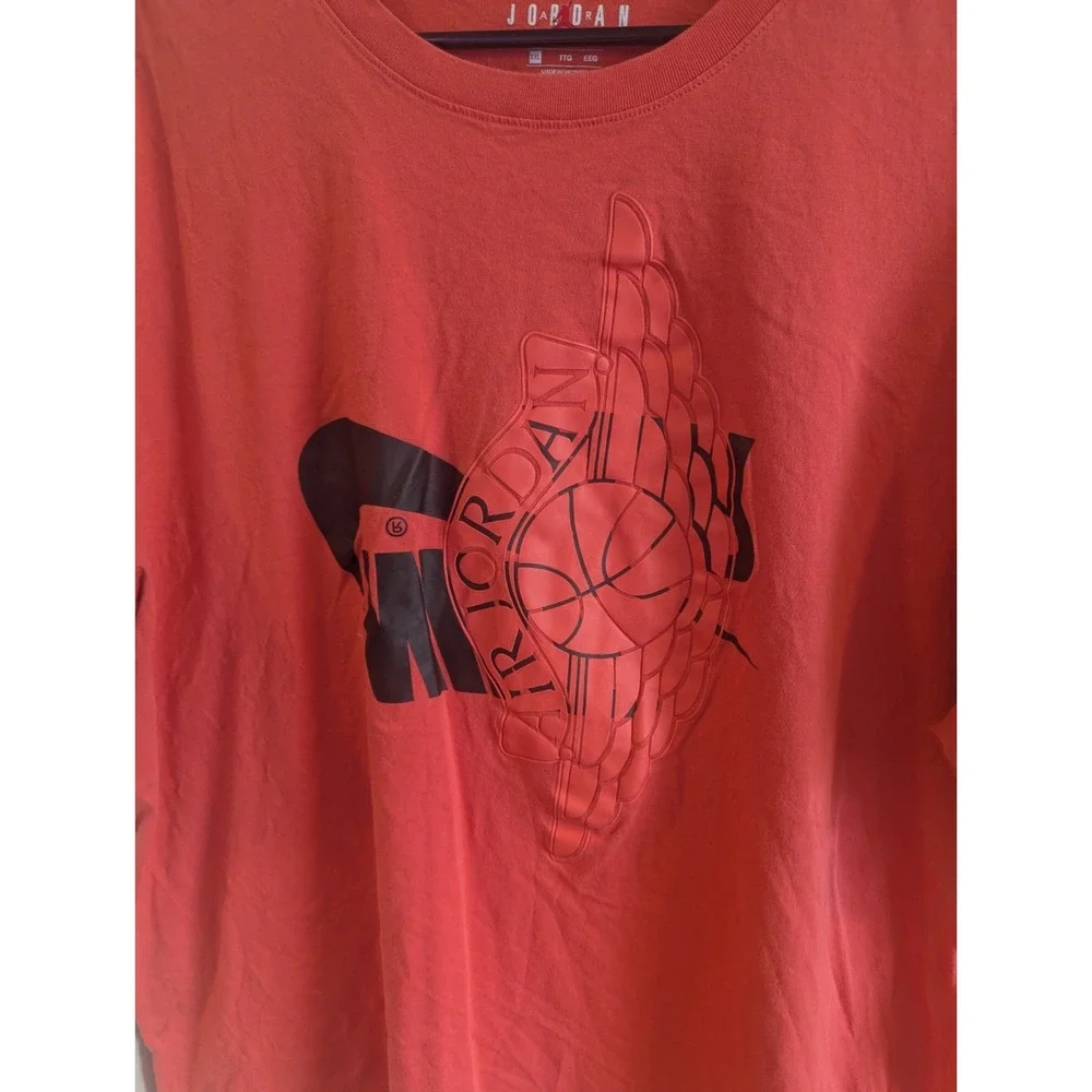 Air‎ Jordan Short Sleeve T Shirt Mens Size 2XL Orange Graphic Print Cotton